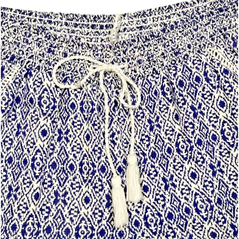 Briggs Linen Blend Boho Tassel Shorts Navy White Large - Picture 6 of 11